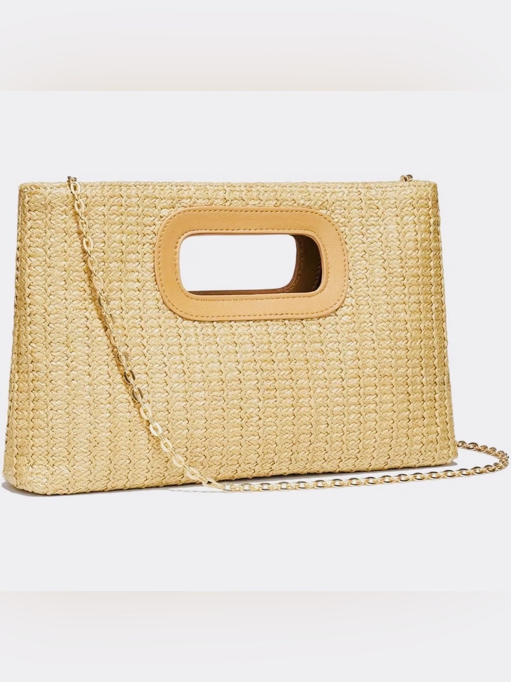 Woven Straw Eco Friendly Handbag with chain strap